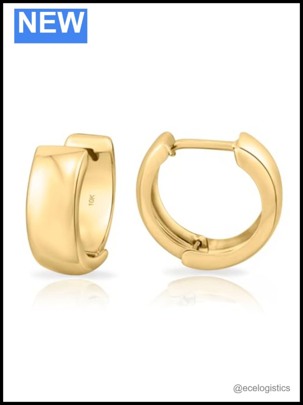 10k Solid Gold Huggie Hoop Earrings Lightweight Secure Latch Back